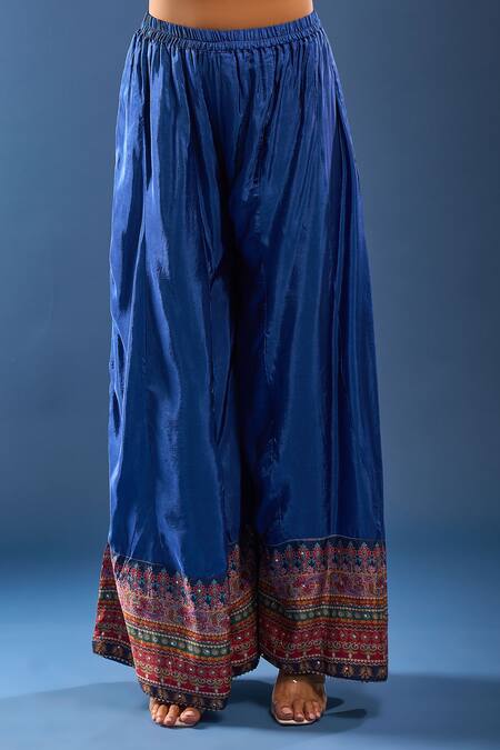 Buy_Samyukta Singhania_Multi Color Sequins, Embroidery, Tassels Round Neck Kurta Palazzo Set _Online_at_Aza_Fashions