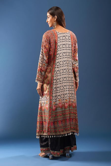 Samyukta Singhania Peach Embroidered Kurta Palazzo Set