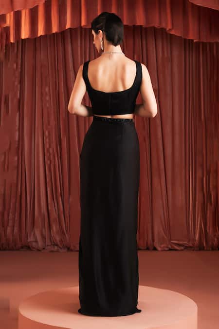 Buy Akara Black Satin Beads Round , Open Cape And Draped Skirt Set Online at Aza Fashions Buy_Akara_Black Satin Beads Round , Open Cape And Draped Skirt Set _Online_at_Aza_Fashions