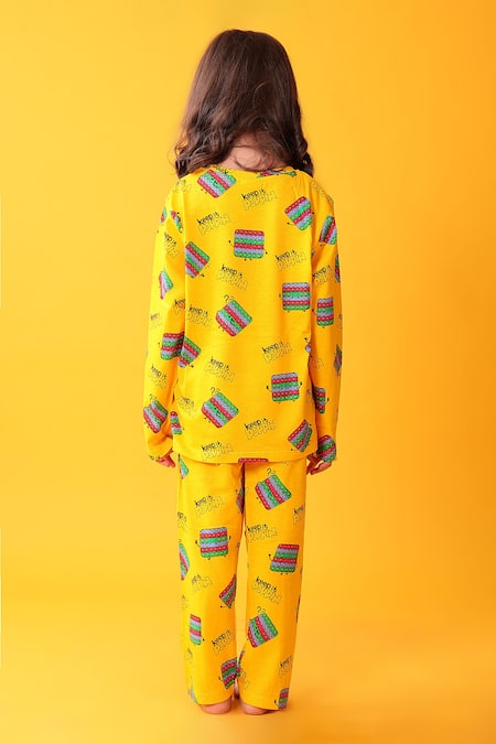 Anthrilo Designer Yellow Cotton T-Shirt & Pyjama Set 