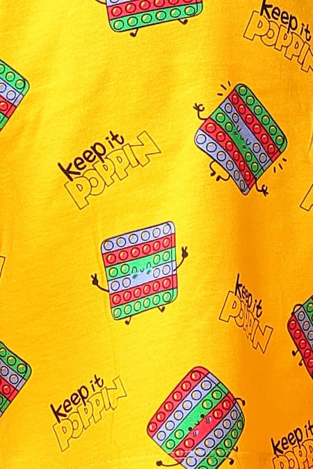Anthrilo_Yellow Cotton Designer T-shirt And Pyjama Set _at_Aza_Fashions