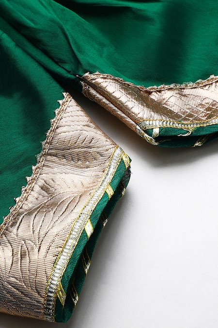 Buy_Byb Premium_Fuchsia Tissue, Taffeta Beads, Fuschia Embellished Top And Green Dhoti Pant Set _Online_at_Aza_Fashions