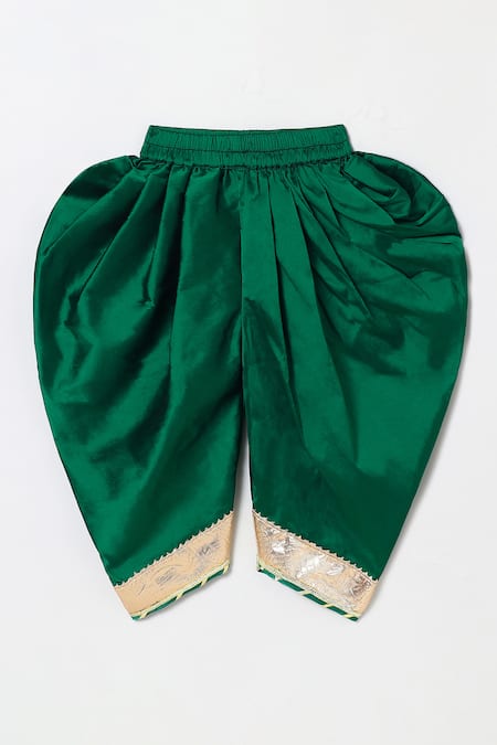 Shop_Byb Premium_Fuchsia Tissue, Taffeta Beads, Fuschia Embellished Top And Green Dhoti Pant Set _Online_at_Aza_Fashions