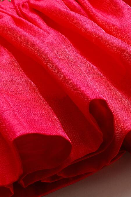 Shop_Byb Premium_Fuchsia Tissue, Taffeta Beads, Fuschia Embellished Top And Green Dhoti Pant Set 