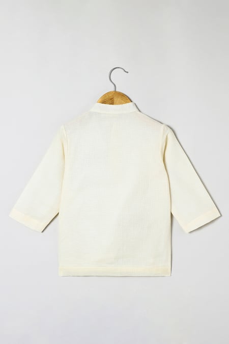 Byb Premium_Off White Cotton Embroidery Embellished Kurta Dhoti Set _Online_at_Aza_Fashions