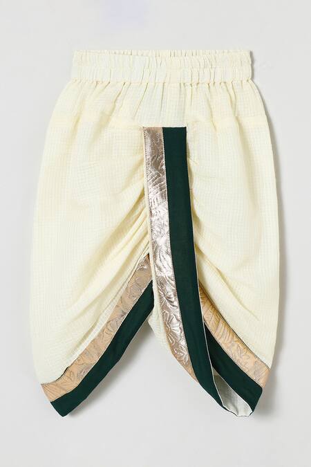 Shop_Byb Premium_Off White Cotton Embroidery Embellished Kurta Dhoti Set 