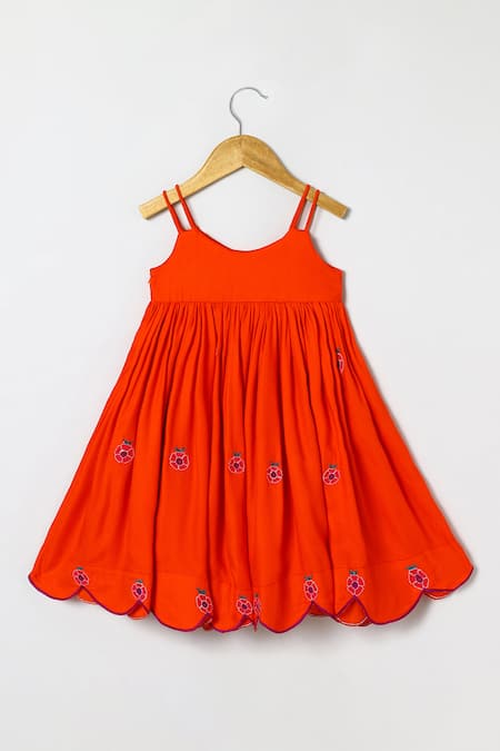 Byb Premium Orange Embroidered Dress 