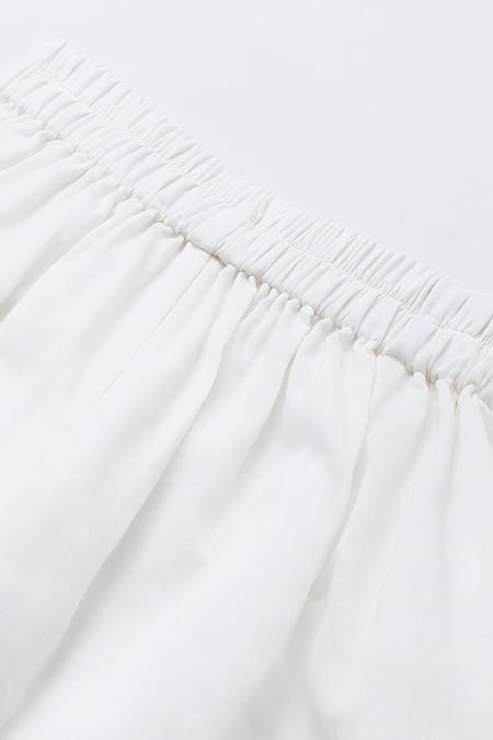 Buy_Byb Premium_Yellow Kota Doria Embroidery Embellished Peplum Top And Palazzo Set _Online_at_Aza_Fashions