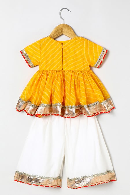 Byb Premium Yellow Embellished Peplum Top & Palazzo Set 