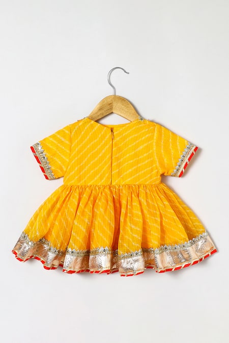 Byb Premium_Yellow Kota Doria Embroidery Embellished Peplum Top And Palazzo Set _at_Aza_Fashions