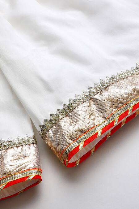 Shop_Byb Premium_Yellow Kota Doria Embroidery Embellished Peplum Top And Palazzo Set 