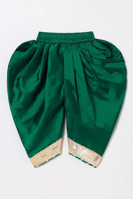 Byb Premium_Fuchsia Kota Doria Pom-poms, Fuschia Embellished Peplum Top And Dhoti Pant Set _Online_at_Aza_Fashions