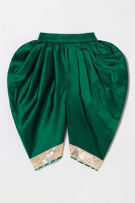 Buy_Byb Premium_Fuchsia Kota Doria Pom-poms, Fuschia Embellished Peplum Top And Dhoti Pant Set _Online_at_Aza_Fashions