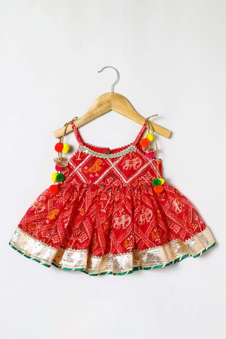 Shop_Byb Premium_Fuchsia Kota Doria Pom-poms, Fuschia Embellished Peplum Top And Dhoti Pant Set _Online_at_Aza_Fashions