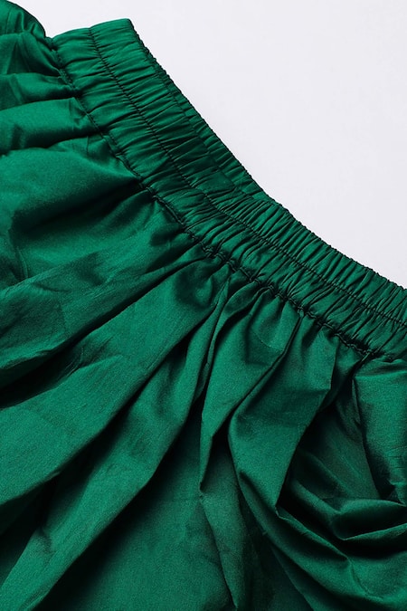 Buy_Byb Premium_Fuchsia Kota Doria Pom-poms, Fuschia Embellished Peplum Top And Dhoti Pant Set 