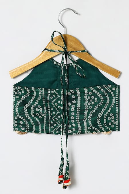 Byb Premium_Green Kota Doria Zari Dark Embellished Top And Skirt Set _Online_at_Aza_Fashions