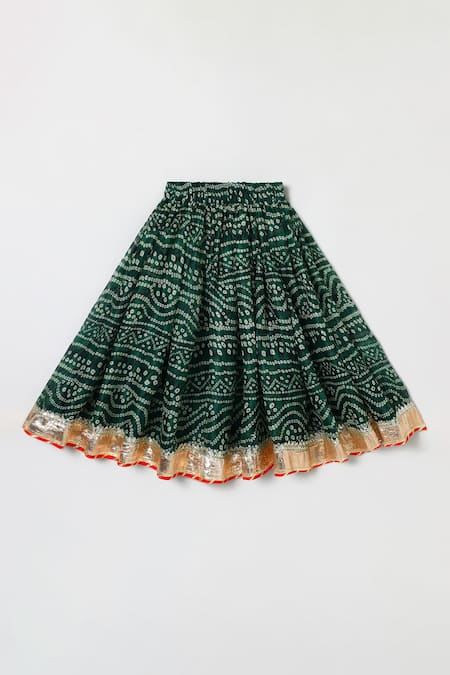Buy_Byb Premium_Green Kota Doria Zari Dark Embellished Top And Skirt Set _Online_at_Aza_Fashions