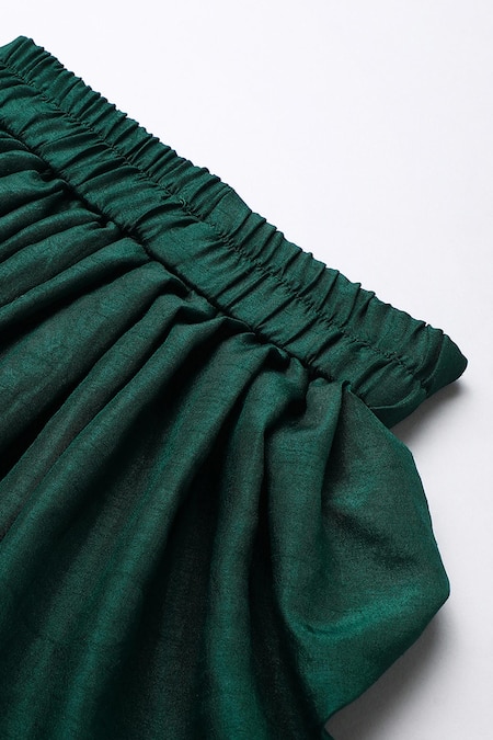 Byb Premium_Maroon Cotton Zari Embellished Kurta And Green Dhoti Pant Set _at_Aza_Fashions