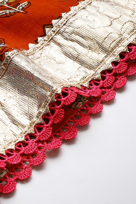 Buy_Byb Premium_Maroon Cotton Zari Embellished Kurta And Green Dhoti Pant Set 