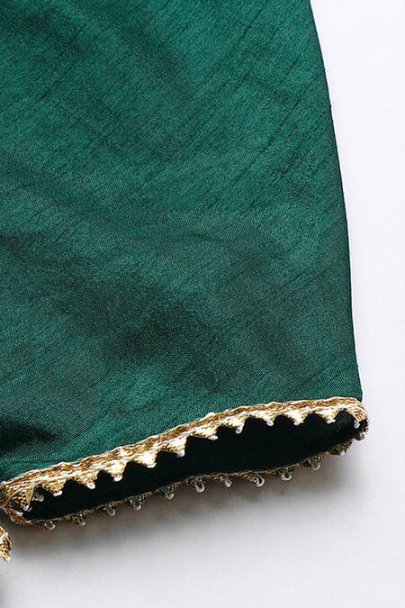 Shop_Byb Premium_Maroon Cotton Zari Embellished Kurta And Green Dhoti Pant Set 