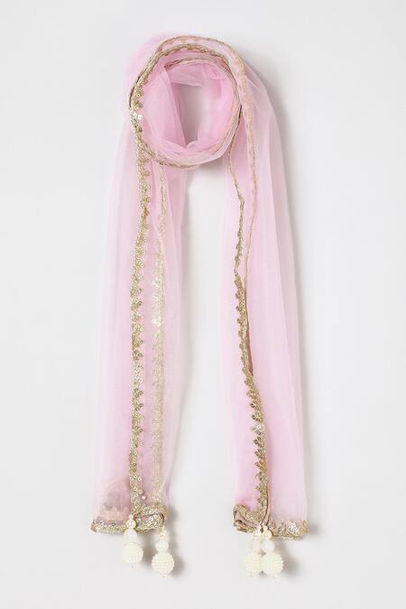 Buy_Byb Premium_Fuchsia Tissue Embroidery, Beads Fuschia Hand Top And Skirt Set _Online_at_Aza_Fashions