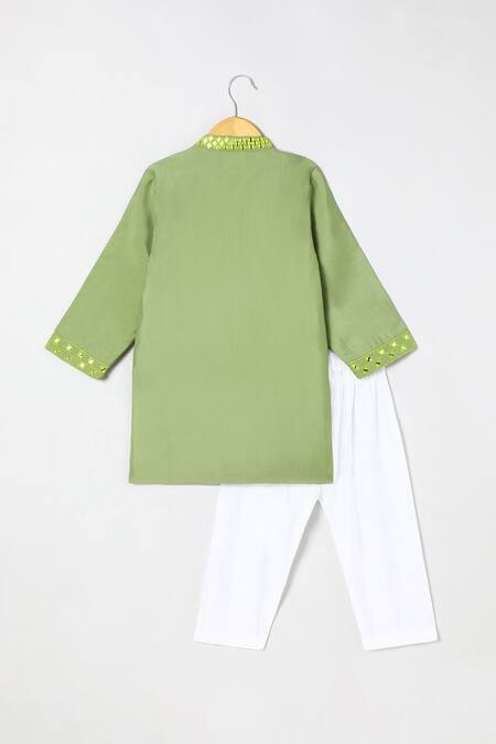 Byb Premium Sage Green Embroidered Kurta & Pyjama Set 