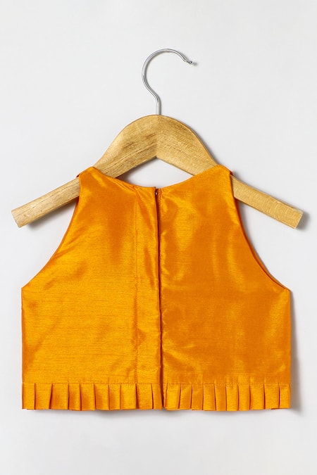 Shop_Byb Premium_Orange Silk Embroidery Top And Skirt Set _Online_at_Aza_Fashions