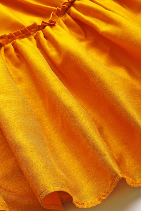 Buy_Byb Premium_Orange Silk Embroidery Top And Skirt Set 