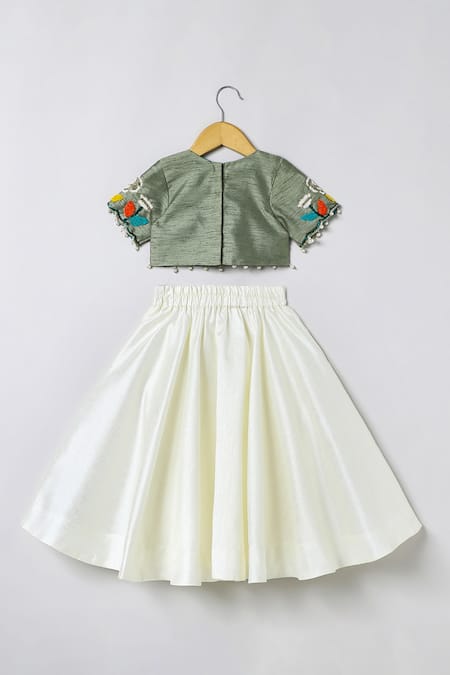 Byb Premium Hand Embroidered Chanderi Top & Skirt Set 