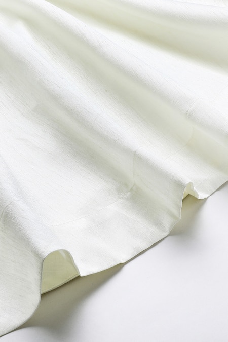 Byb Premium_Off White Chanderi Beads, Embroidery Hand Top And Skirt Set _at_Aza_Fashions