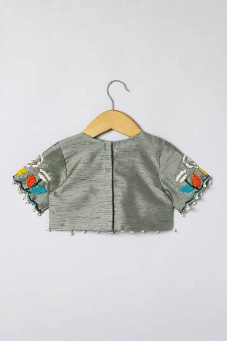 Buy_Byb Premium_Off White Chanderi Beads, Embroidery Hand Top And Skirt Set 