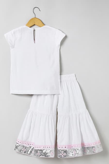 Shop_Byb Premium_White Chanderi Embroidery, Zari Top And Sharara Set _Online_at_Aza_Fashions