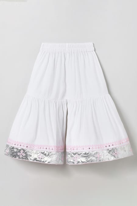 Byb Premium_White Chanderi Embroidery, Zari Top And Sharara Set _at_Aza_Fashions