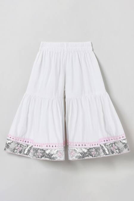 Buy_Byb Premium_White Chanderi Embroidery, Zari Top And Sharara Set 