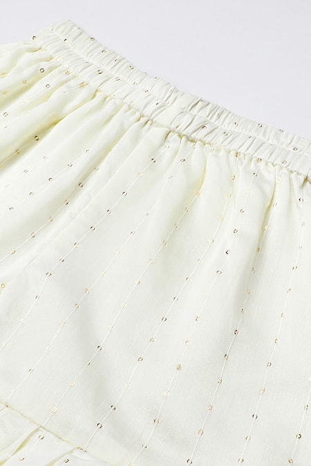 Byb Premium_Green Chanderi Embroidery, Sequins, Zari Sage Top And Sharara Set _Online_at_Aza_Fashions