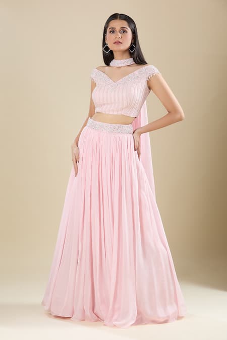 Samyukta Singhania Light Pink Embroidered Lehenga Set 