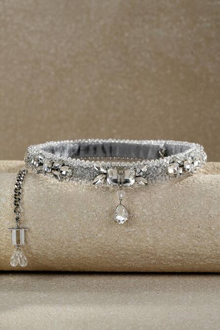 Buy_Tarun Tahiliani_Silver Beads Belt _Online_at_Aza_Fashions