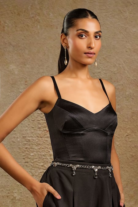 Tarun Tahiliani Gunmetal Grey Embellished Belt 