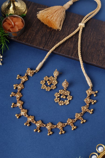 Mero Jewellery Gold Plated Ghungroo Tribal Necklace Set 