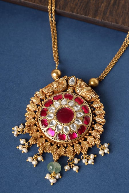 Mero Jewellery Kundan Peacock Pendant Necklace 