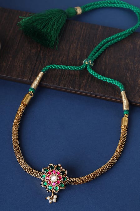 Mero Jewellery Gold Plated Kundan Temple Choker 