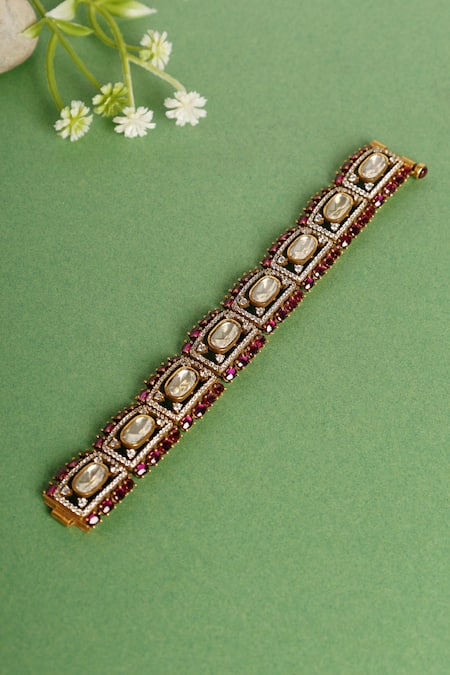 Mero Jewellery Gold Plated Gemstones Moissanite Finish Bracelet 