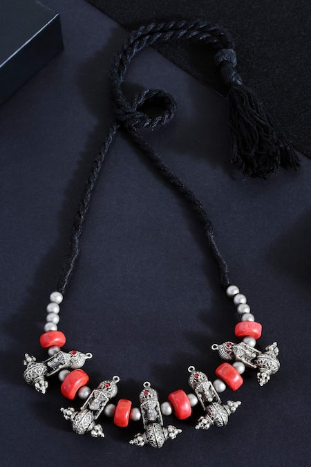 Mero Jewellery Orange Coral Tribal Necklace 