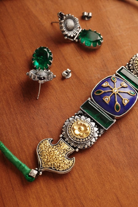 Mero Jewellery Lapis Fusion Temple Choker Set 