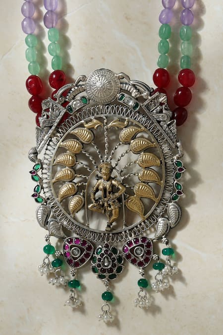 Mero Jewellery Dual Tone Temple Pendant Necklace 