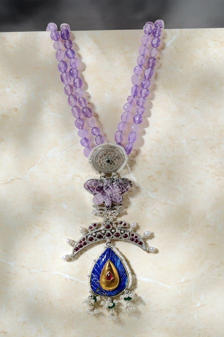 Mero Jewellery Purple Lapis Kempstone Pendant Necklace 