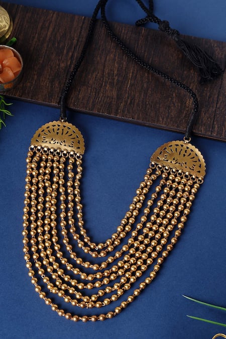 Mero Jewellery Gold Plated 8 Layer 18k Beaded Necklace 