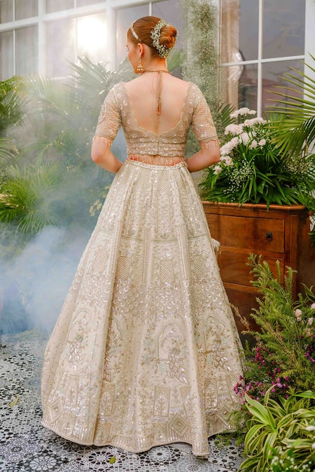 Tamaraa By Tahani Arisa Ivory Garden 12 Kali Lehenga Set 