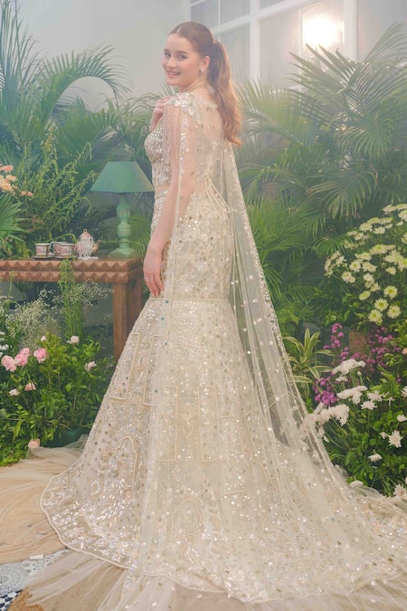 Tamaraa By Tahani Freya Peacock Mermaid Lehenga Set 