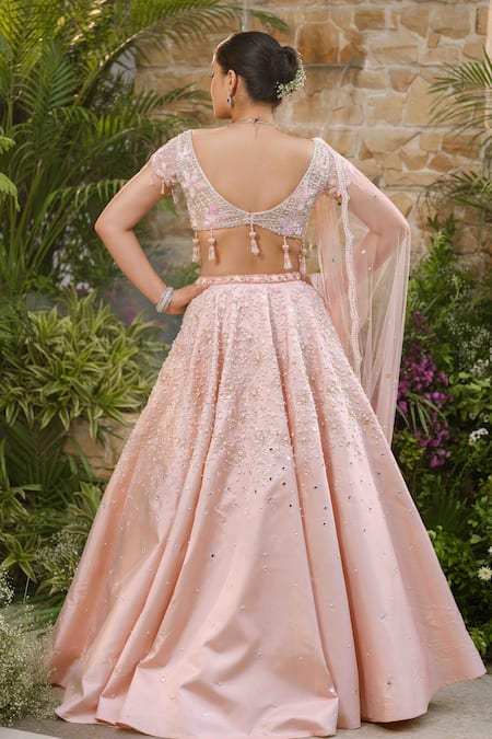 Tamaraa By Tahani Roselle Blush Pearl Lehenga Set 
